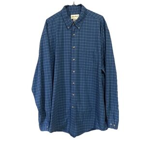 VTG Eddie Bauer‎ Button Up Long Sleeve Men's Blue Plaid Shirt CA00665 XL-Tall